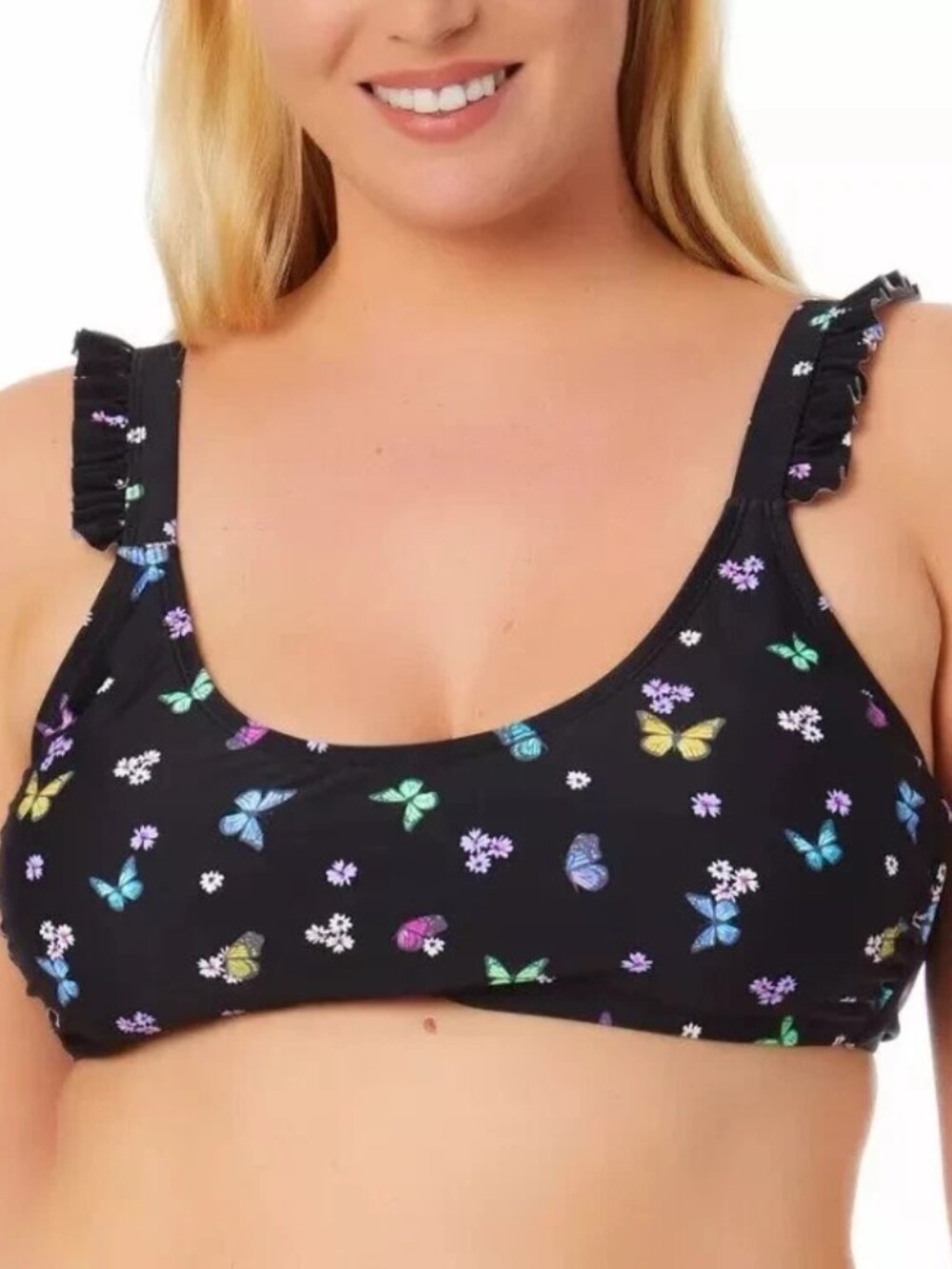California Waves FLY AWAY BLACK MULTI Butterfly-Print Bikini